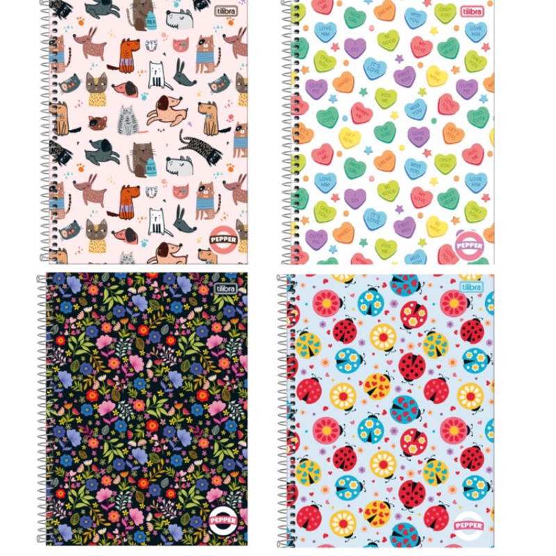 Caderno universitário feminino 20 matérias 320 folhas Pepper Tilibra