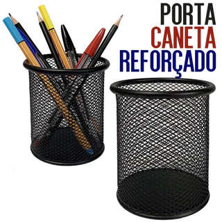 Porta Treco Redondo Multiuso Telado Aramado Organiza Escritório Lápis Caneta