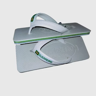 chinelo quadrado branco original masculino bandeira do Brasil guerreiro original cor preto, branco e azul