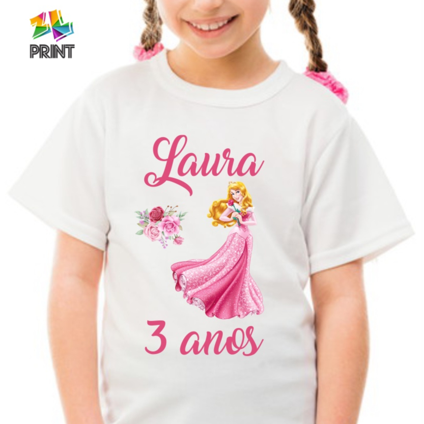 Camiseta Infantil Aurora Rosa MCDVMA BELA ADORMECIDA COD-0369-MC