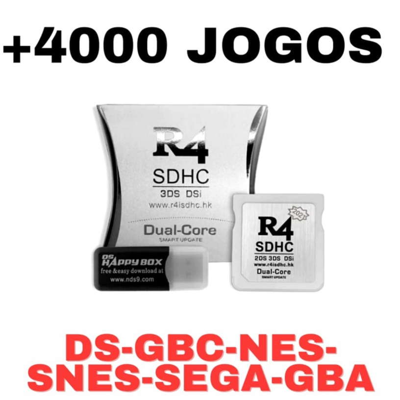 Cartão R4 Ds Sdhc + Sd32gb + De 4000 Jogos + Emuladores