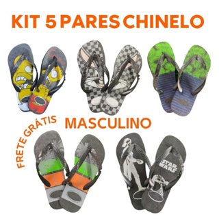Kit 5 pares chinelo masculino