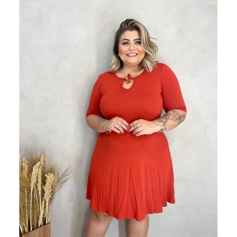 Vestido Plus Size Manga Soltinho Feminimo Shopee Brasil