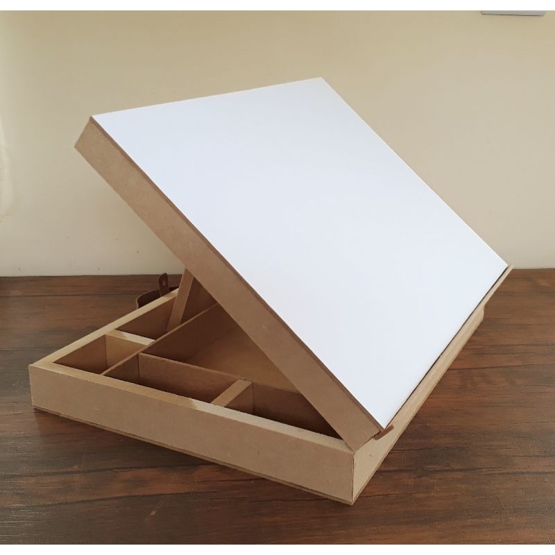 Maleta Estojo em Mdf, Tipo Prancheta, Mesa de Desenho c/ Tampo Inclinavel para Apoio de folhas A4