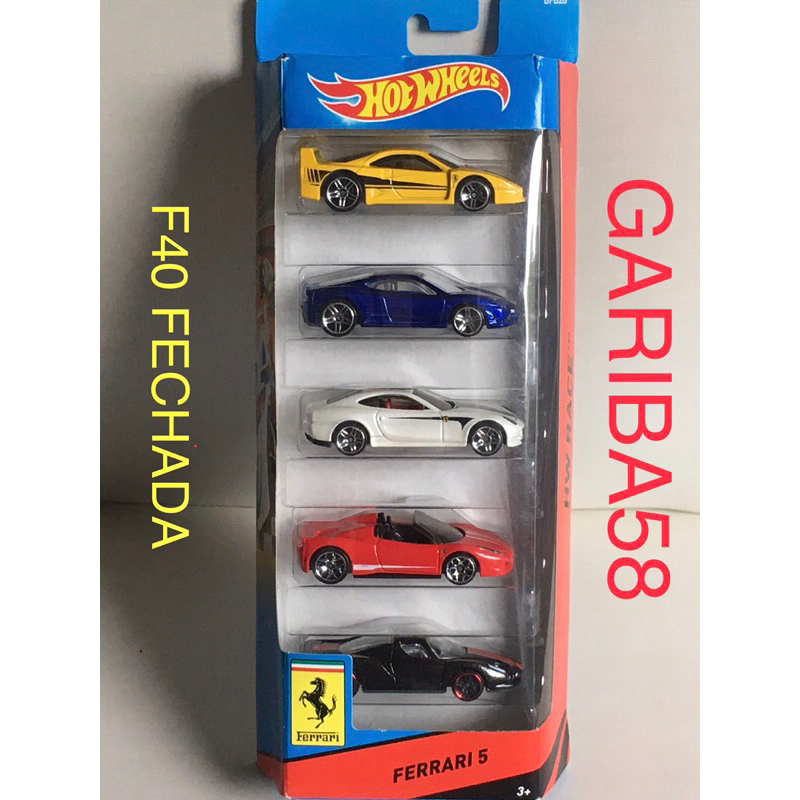 HOT WHEELS FERRARI 2014 5-PACK F40 FECHADA F430 SCUDERIA 612 SCAGLIETTI 458 SPIDER ENZO GARIBA58