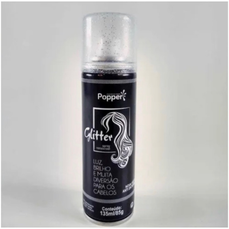 Spray Glitter Popper para Cabelo Corpo Prata Festa Shopee Brasil