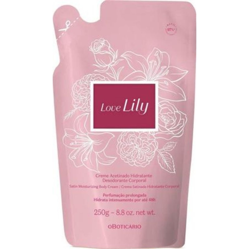 Refil Creme Acetinado Desodorante Hidratante Corporal Love Lily 250g ...