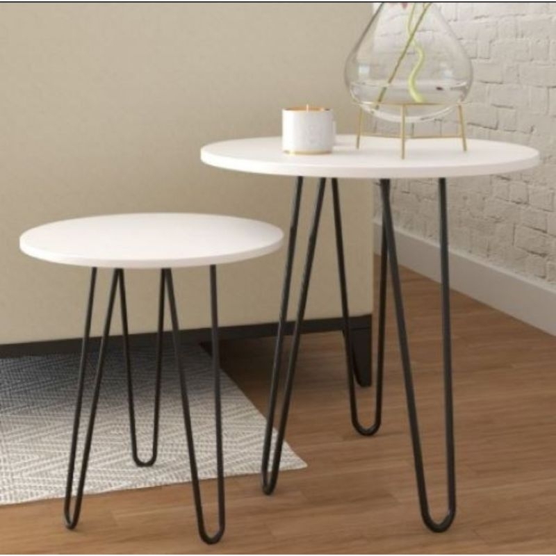 Mesinha de canto para casa redonda preto/ branco pés de Ferro | Shopee ...