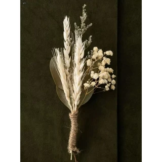 Flor de Lapela rústica de trigo para noivos padrinhos de casamento