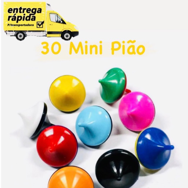 Kit 25 Mini Pião Peão Brinquedo Surpresa Festa Lembrancinha Dia das  Crianças