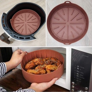 Forma cesto bandeja silicone air frier assadeira fritadeira sem óleo fryer flexível lavável redonda quadrada