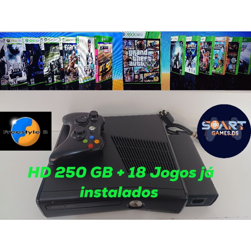 Xbox 360 Slim Desbloqueado Destravado Rgh/jtag 250gb + Jogos