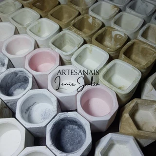 kit 12 vasos marmorizados sortidos para lembrancinhas com suculentas ou porta velas artesanais