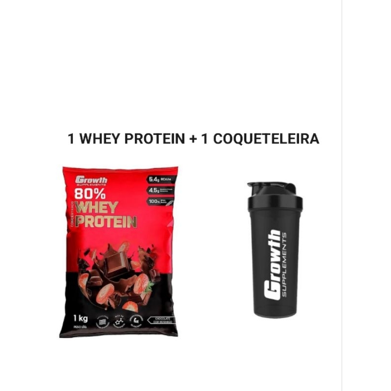 WHEY PROTEIN CONCENTRADO 1KG + 1 Coqueteleira – Growth Supplements