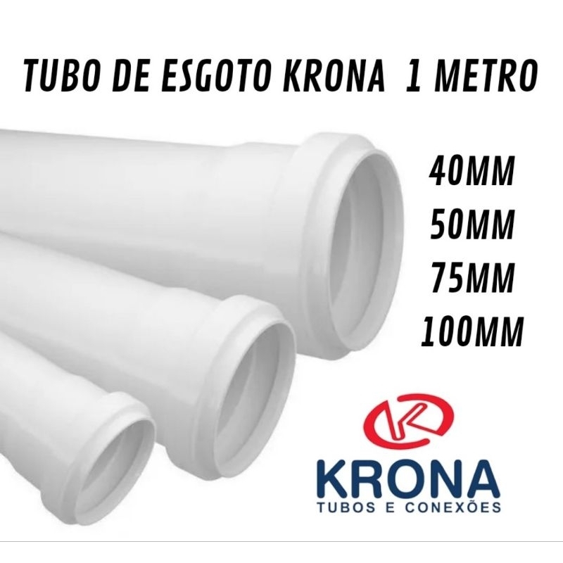 Cano Tubo de PVC Branco para Esgoto Krona 1 METRO