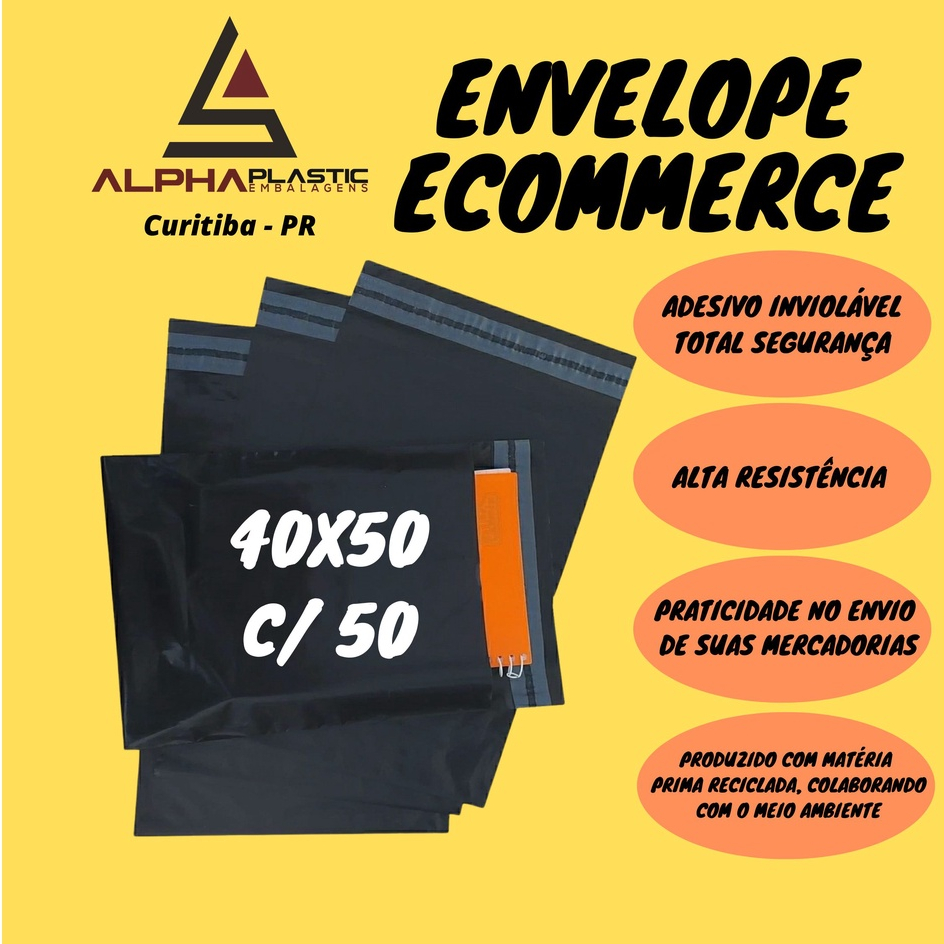 50 Unid. Envelopes De Segurança 40x50 - Saco Embalagem Para Correio Ecommerce