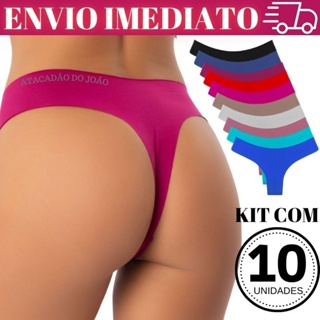 Kit 10 calcinhas fio dental tanga sem costura corte a laser
