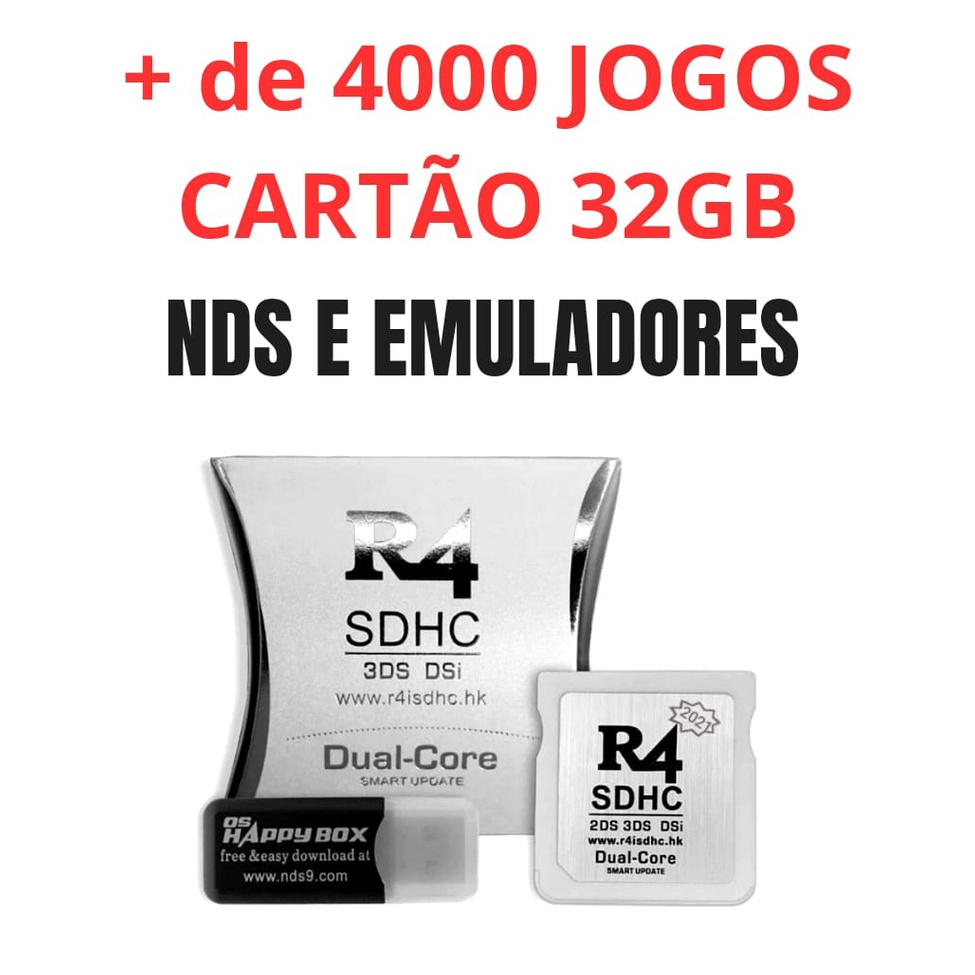 Cartão R4 Pronto Para Jogar + 32gb lotado de Jogos e Emuladores Nintendo Ds  Dsi 2Ds 3Ds