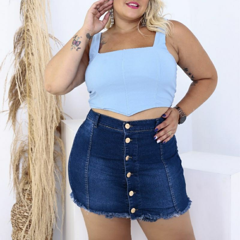 Saia jeans best sale tecido mole