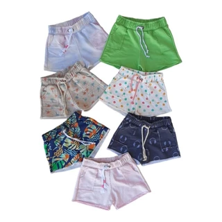 Kit Com 4 Shorts Infantil Cores Sortidas Moletom Moletinho Tamanhos 4/6/8/10 Verão Criança - PROMOÇÃO