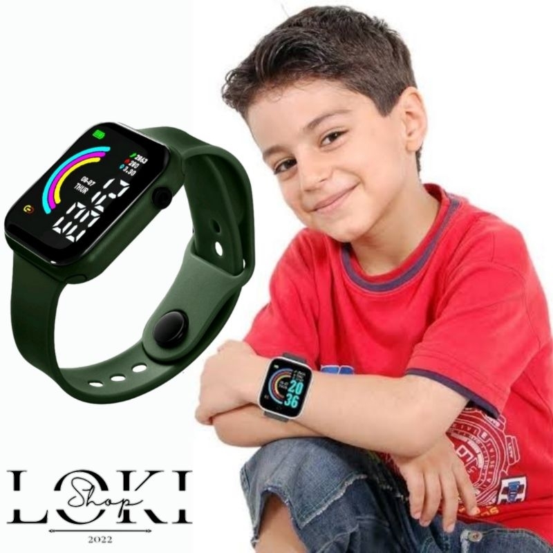 Relogio infantil eletrônico Led Y68 Troca Pulseira Quadrado Moda esportivo