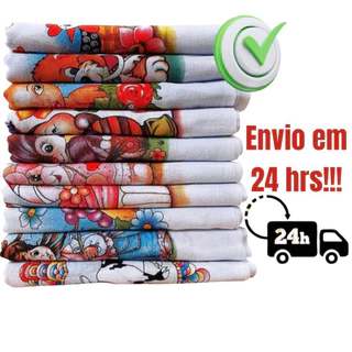 Kit 10 Pano De Prato Cozinha Estampado 100% Algodão com Bainha 10 unidades pano estampado algodão