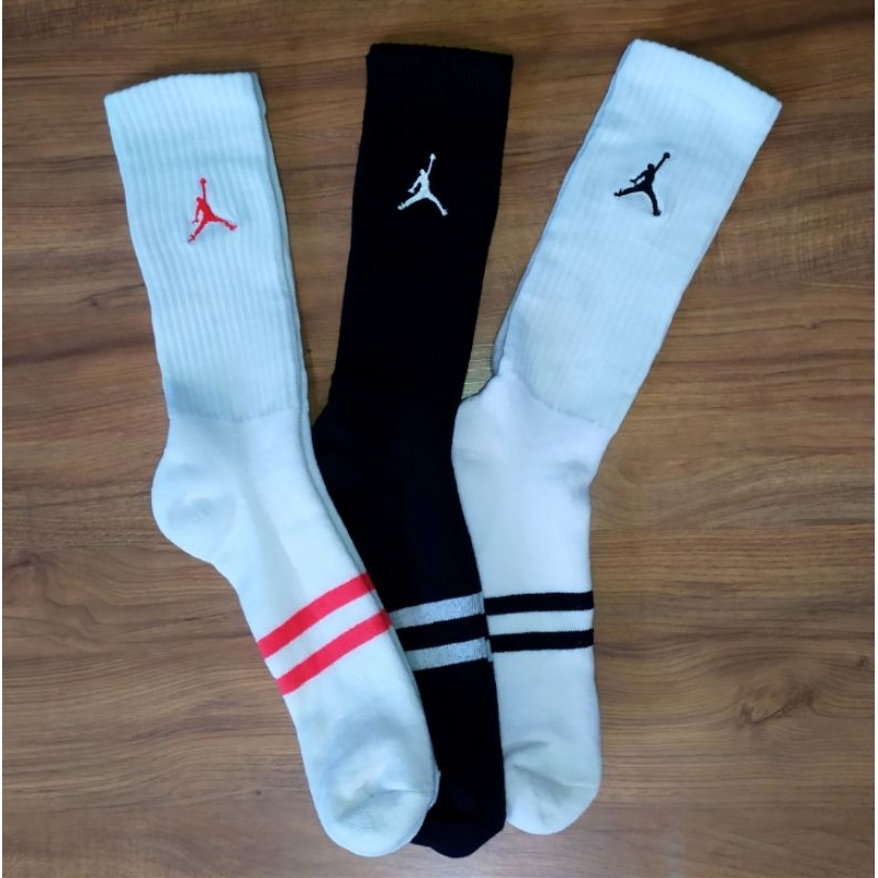 Meias Jumpman cano alto, bordada e grossa - cores branca, preta e vermelha, alta, algodão, dryfit