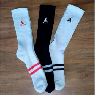 Meias Jumpman cano alto, bordada e grossa - cores branca, preta e vermelha, alta, algodão, dryfit