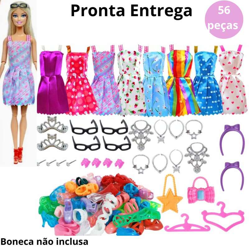 YYID Roupas e acessórios para bonecas Barbie, bonecas de 29 cm, 26 peças de  roupas casuais e acessórios de boneca com 10 pares de sapatos, 10 vestidos  de boneca modernos, 6 peças