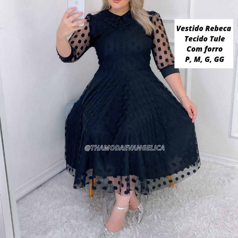 Vestido Rebeca, Tecido Tule com forro, Gode Shopee Brasil