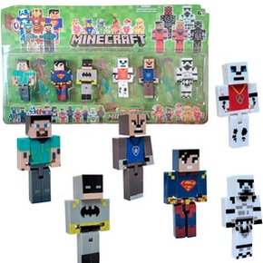 Kit Bonecos MineCraft Super Heróis 6 Figuras de Ação 7 cm Articuláveis  Diversão da Criança