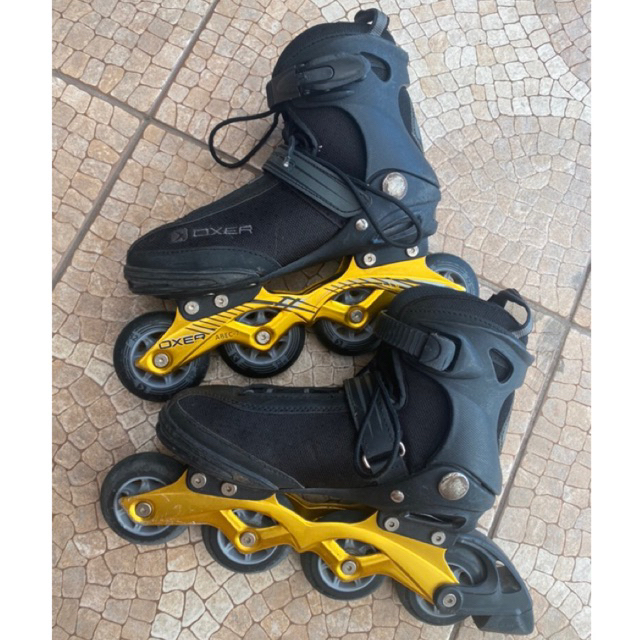 Patins Oxer Speed- Roller- dourado- In Line - Fitness - ABEC 7 - Adulto Usado desapego