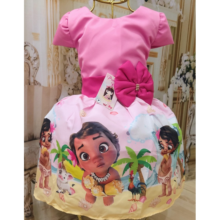 Vestido Moana Baby Infantil e Bebê Roupa/Fantasia Aniversário