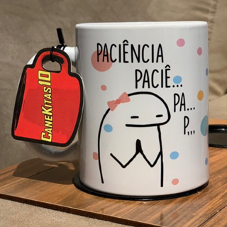 Caneca Paciência Flork Meme 325 Ml De Porcelana Com Caixinha