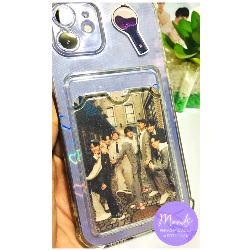 Photocard Glitter p/ Capinha BTS Especial para Celular