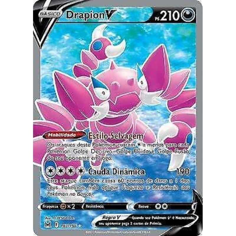Carta Pokémon Drapion V Português Card Original Copag Origem Perdida