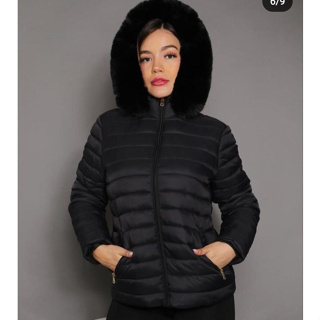 Jaqueta Puffer Feminina Com Capuz