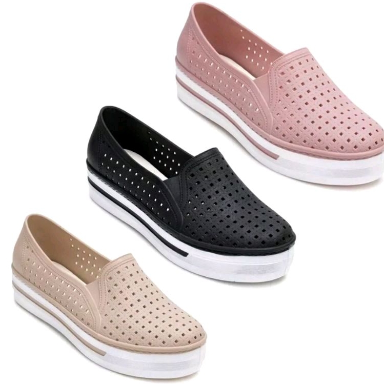 Tênis Sapatilha Feminina Sola Alta Super Confortável Slip On Plataforma