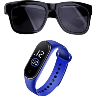 Conjunto relógio LED criança e óculos de sol masculino infantil menino