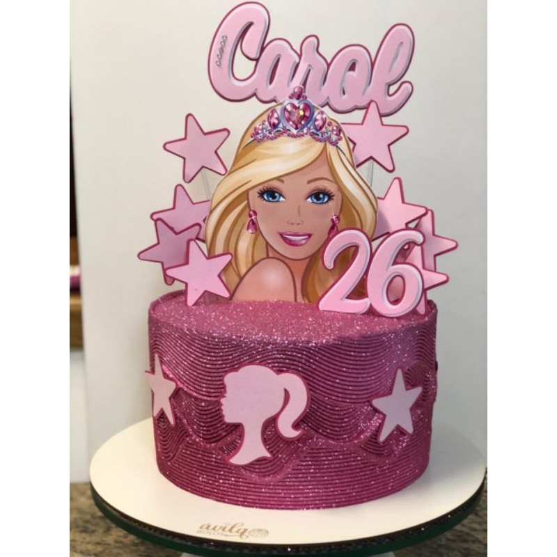 Tema Barbie 👑 Bolo 1kg com recheio de - Doceria Da Selma