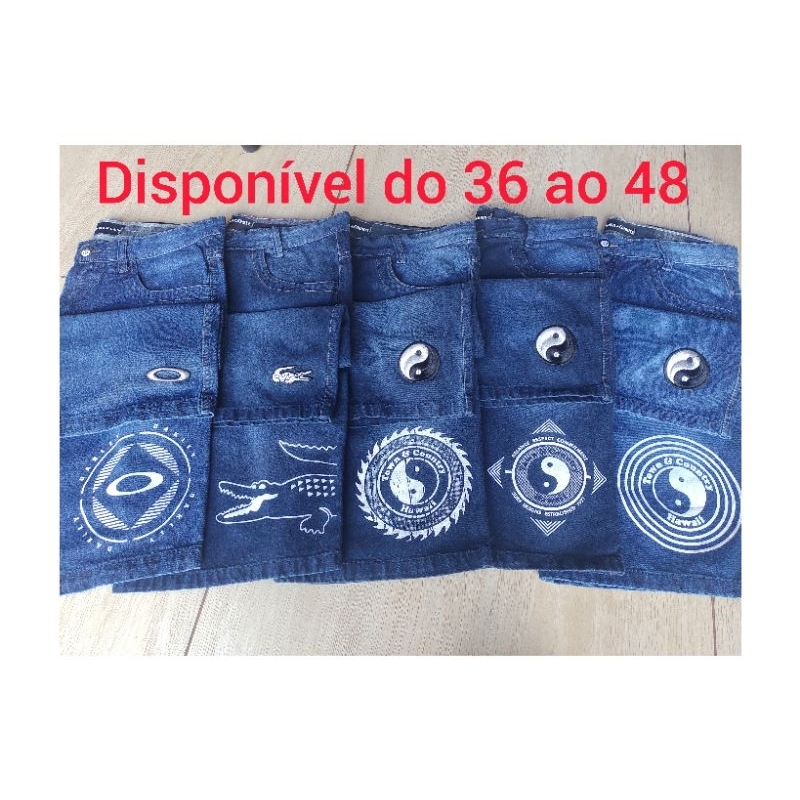 bermuda estampada e bordada