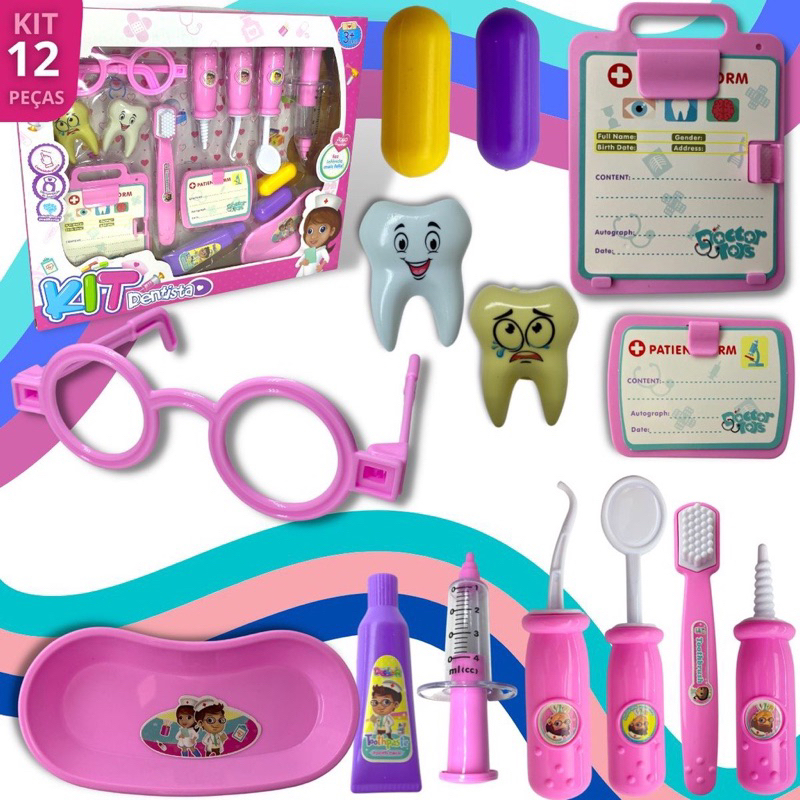 Kit Dentista Completo Meninas Infantil de 13 Peças - Shop Macrozao