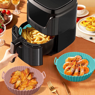 Forma de Silicone Air Fryer Redonda Cesto Silicone Air Fryer Reutilizável Forma Fácil Limpeza