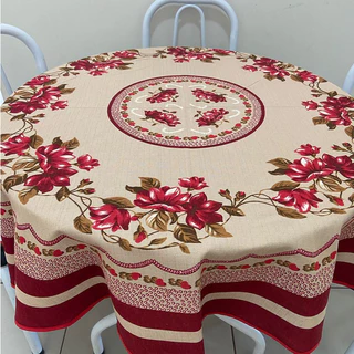 TOALHA DE MESA REDONDA EM LINHAO NO QUADRO PARA 4 LUGARES 1,45cm DE CIRCUNFERENCIA ( FORRO DE MESA )