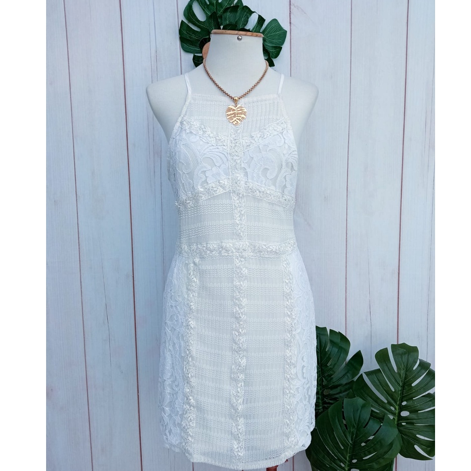 Vestido Off White Renda Riachuelo G | Shopee Brasil