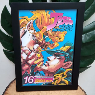 Quadro decorativo com moldura e vidro Jojo's Bizarre adventure Giorno Jojo pôster anime geek
