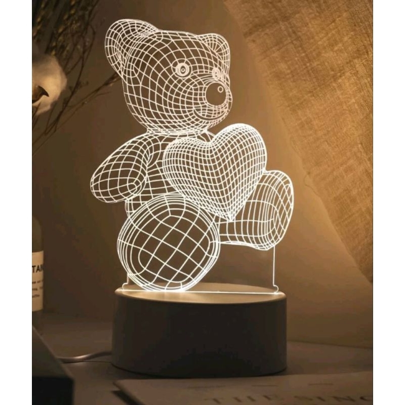 Luminária Led 3D Ursinho Quarto Infantil Shopee Brasil