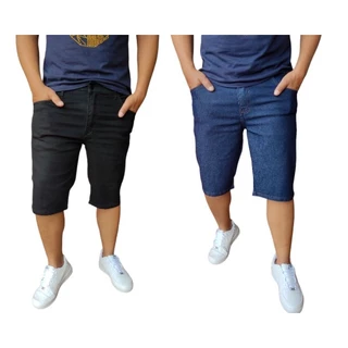 Kit 2 Bermudas Jeans Masculino Com Elastano