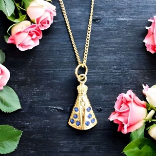 Colar Nossa Senhora Aparecida em Aço 316l Corrente com pingente Nossa Senhora Aparecida