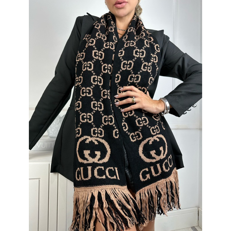 Lenco Cachecol pashmina Grife inverno 2023 Gucci | Shopee Brasil